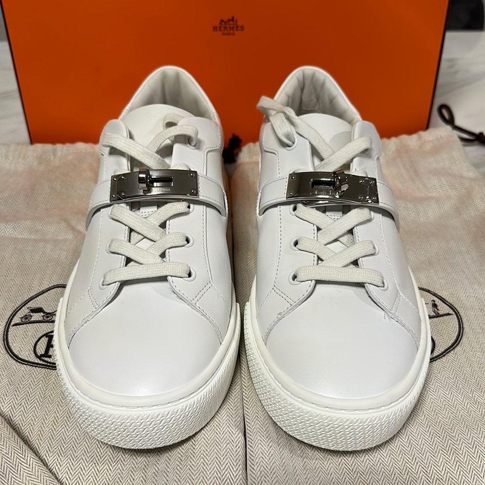 Hermes Mens Day Sneaker White Size 39.5